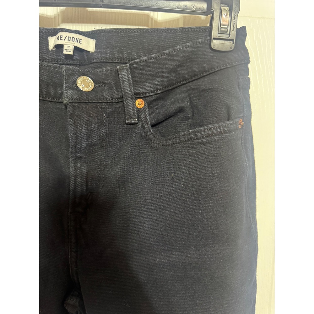 RE/DONE Womens High Rise Ankle Crop Slim Straight Jeans Black Size 29